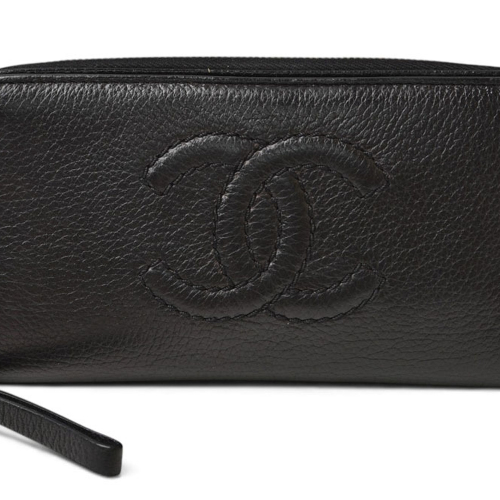 Chanel wallet, CHANEL long CC stitch, Coco mark, black.